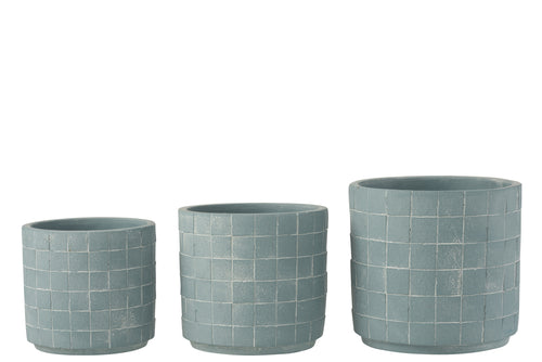 J-Line bloempot Vierkant - keramiek - lichtblauw - large - Ø 16 cm