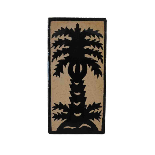 MÔMÉ Zellige tegel Palmtree - zwart - keramiek - wanddecoratie - 20 x 10 x 2 cm - vtwonen shop