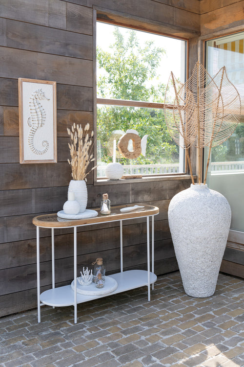 J-Line console Mati - sparhout/metaal - naturel/wit