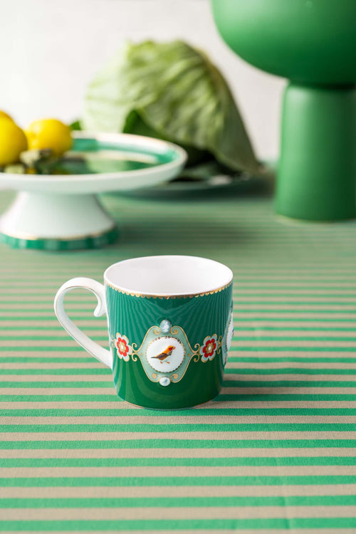 Pip Studio Theemok Set - Love Birds Medallion - Donkergroen - 300ml