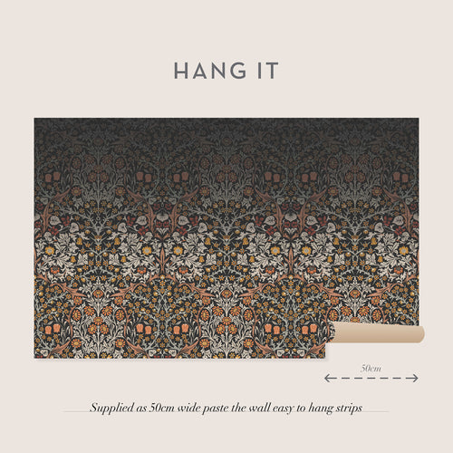 William Morris at Home Fotobehang - Blackthorn Charcoal - 400x250 cm - vtwonen shop