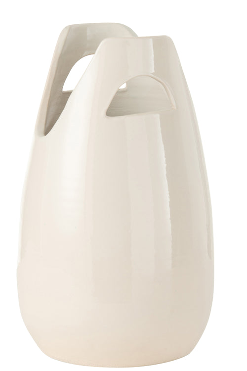 J-Line vaas Handvat - keramiek - wit - large - 40 cm hoog - vtwonen shop