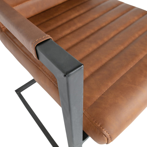 WOOOD eetkamerstoelen Bas - Pu - Cognac - Set van 6