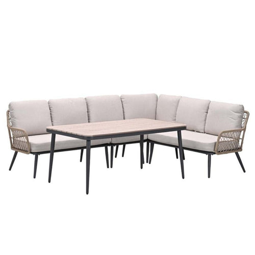 Garden Impressions hoek lounge dining set R Kalibo donker grijs 4-delig