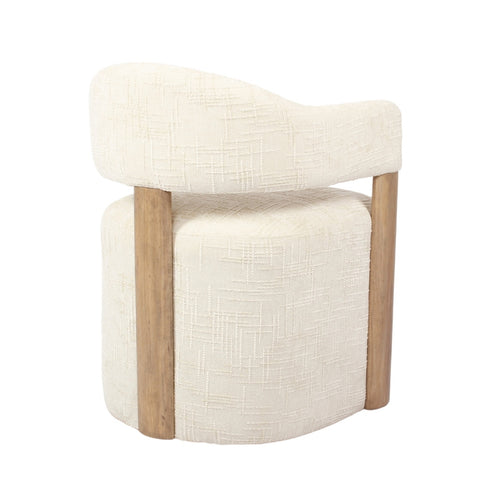 DÉJA Living Eetkamerstoel Niva - Beige/Walnoot Stof - Met Wielen - Set van 2