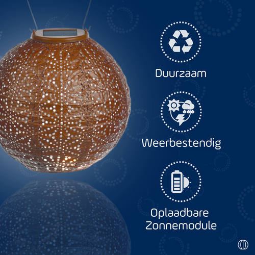 Lumiz solar lampion - sashiko rond - 20 cm - koper - vtwonen shop
