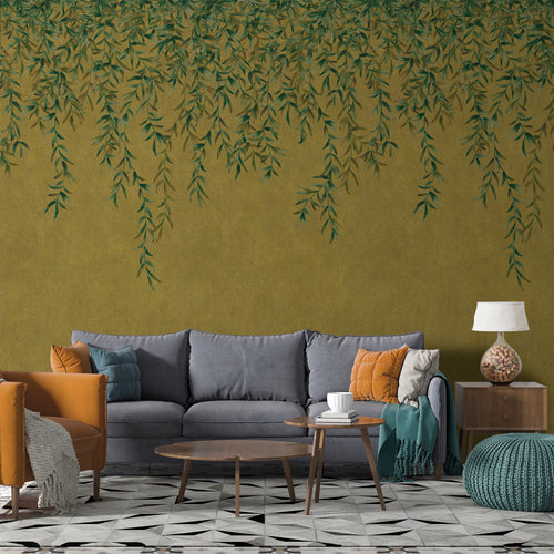 Sanders & Sanders fotobehang bladeren okergeel - 212 x 280 cm - 640273 - vtwonen shop