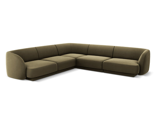 Micadoni Symmetrische hoekbank Miley 5-zits, flueel, groente - 255x255x70cm