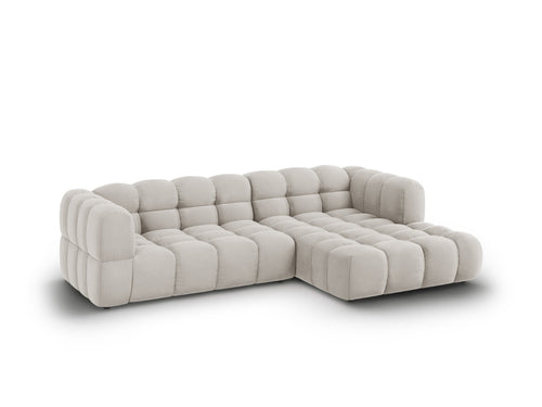 Cosmopolitan Design Modulaire hoekbank rechts Sky 4-zits, flueel, lichtbeige - 162x272x70cm