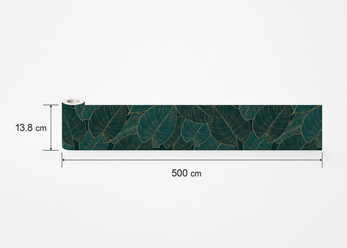 Sanders & Sanders zelfklevende behangrand bladeren donkergroen en goud - 10 x 500 cm - 601660