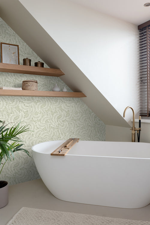 ESTAhome behang bladeren licht vergrijsd groen - 50 x 900 cm - 131142 - vtwonen shop