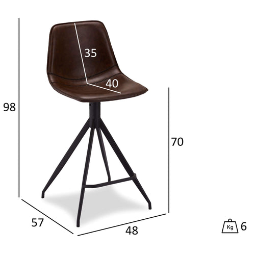 Furnhouse barkruk Isabel - Donkerbruin - Kunstleer - Set van 4