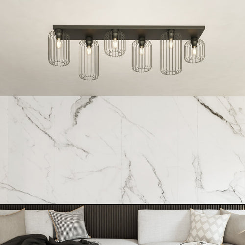 Emibig plafondlamp Barn - 6 lichts - 115  x 35   cm - zwart - vtwonen shop