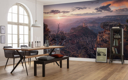 Sanders & Sanders fotobehang landschap grijs, bruin en zacht roze - 450 x 280 cm - 612693