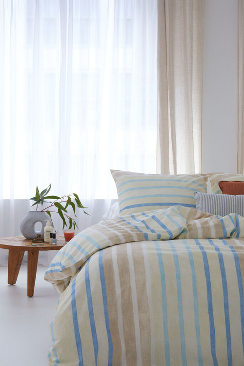 Walra - Dekbedovertrek Natural Stripes - 240x220 cm - Jade
