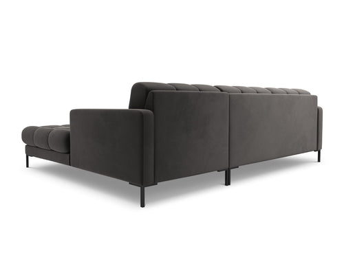Cosmopolitan Design rechter hoekbank Bali 5-zits, flueel, donkergrijs - 185x293x75cm