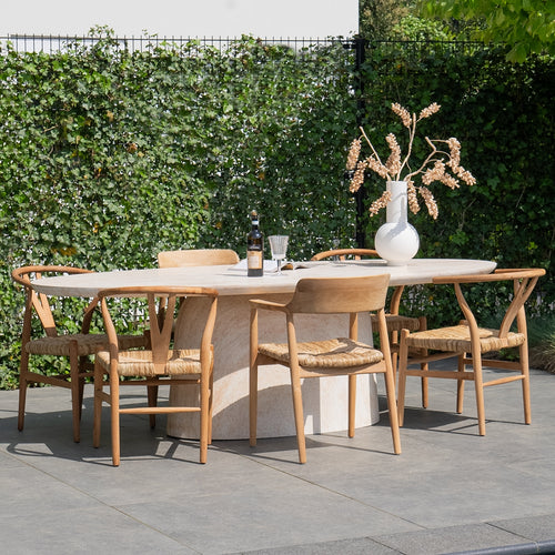 Giga Meubel Tuintafel Myrna - Ovaal - Naturel Travertin - 240x100x74cm