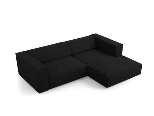 Cosmopolitan Design rechter hoekbank Arendal 3-zits, chenille met ribbeleffect, zwart - 166x224x70cm