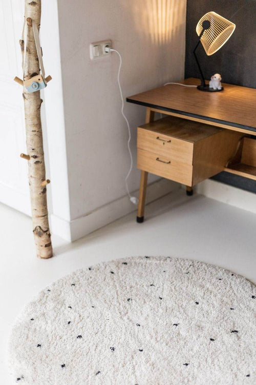 Interieur05 Rond Kindervloerkleed  hoogpolig Cream/Zwart - Dots - 120 x 120 cm - vtwonen shop