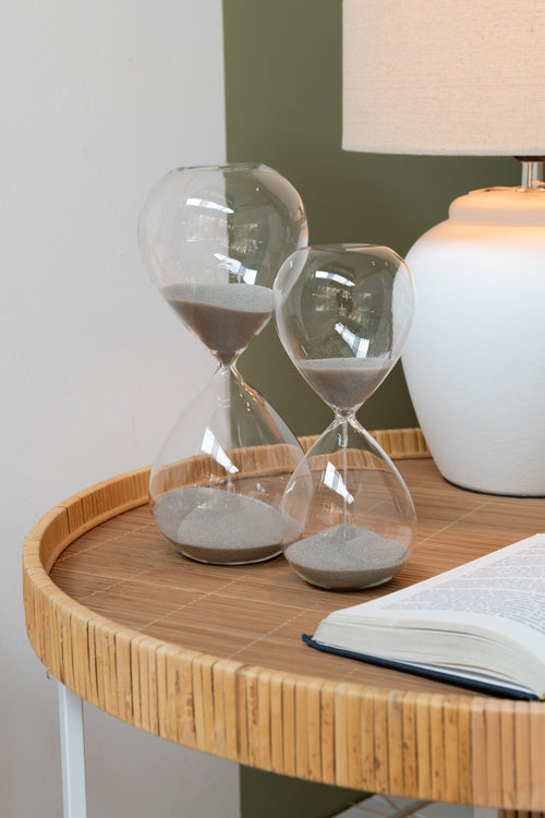 J-Line zandloper - glas/zand - grijs - small
