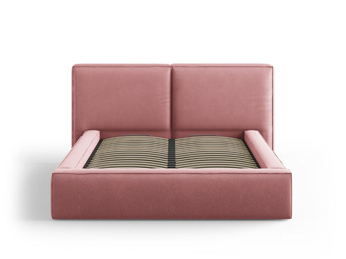 Cosmopolitan Design Opbergbed met dubbel hoofdbord Arendal 140x200cm, structurele stof, roze - 228x194x97.5cm