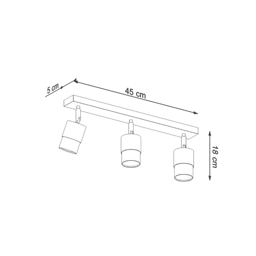Sollux Lighting Plafondlamp NERO 3 zwart/chroom - 45x5x18cm