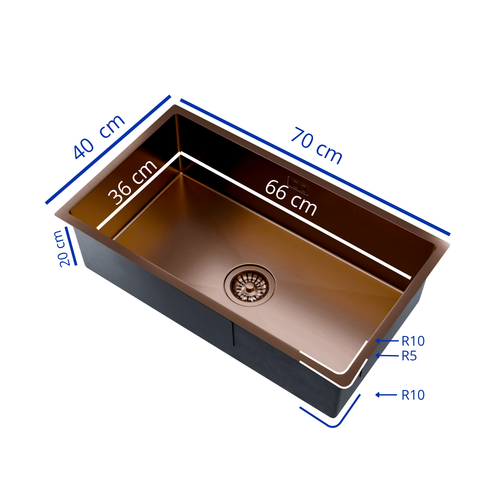 LOMAZOO Spoelbak Keuken Koper Supreon - 66 x 36 cm - RVS