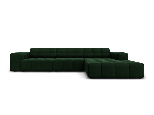 Cosmopolitan Design rechter hoekbank Chicago 4-zits, flueel flessengroen - 167x294x78cm