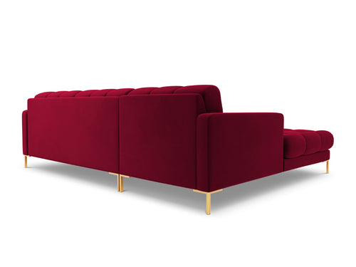 Cosmopolitan Design linker hoekbank Bali 5-zits, flueel, rood - 185x293x75cm