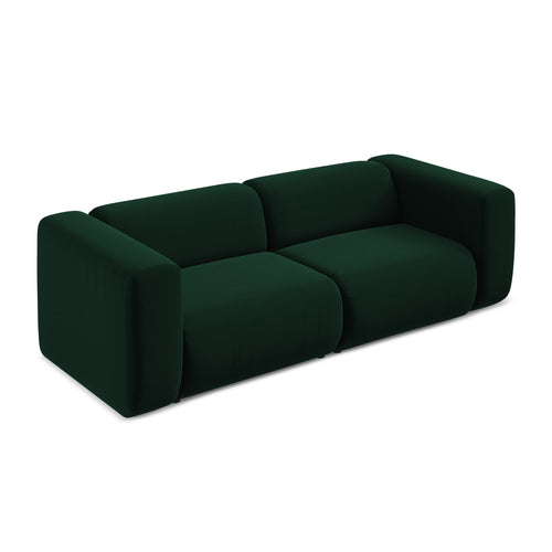 LaMiaSofa 3-zits bank Bari - velours - flessengroen - 228x89x70