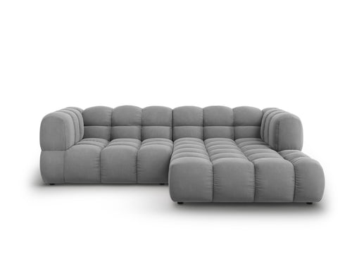 Cosmopolitan Design Modulaire hoekbank rechts Sky 3-zits, flueel, lichtgrijs - 162x244x70cm