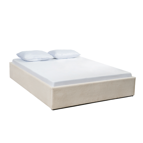 CALICOSY - Opbergbed bekleed met fluweel ROMY - Beige - 170x214x36,5 cm