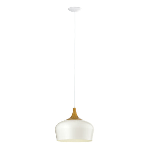 EGLO hanglamp Obregon - 1 lichts - ø350mm. - creme, eik - vtwonen shop