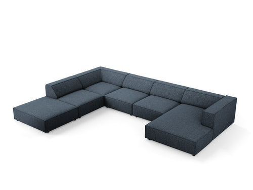 Cosmopolitan Design Panoramische hoekbank links Arendal 7-zits, chenille, koningsblauw - 262x364x70cm