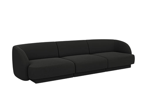 Micadoni Bank Miley 3-zits, boucle zwart - 90x255x70cm
