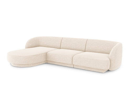 Micadoni linker hoekbank Miley 4-zits, structurele stof ivoor - 156x255x70cm