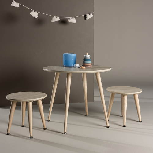 Nest living Runar set van kindertafel met twee stoeltjes - whitewash - vtwonen shop