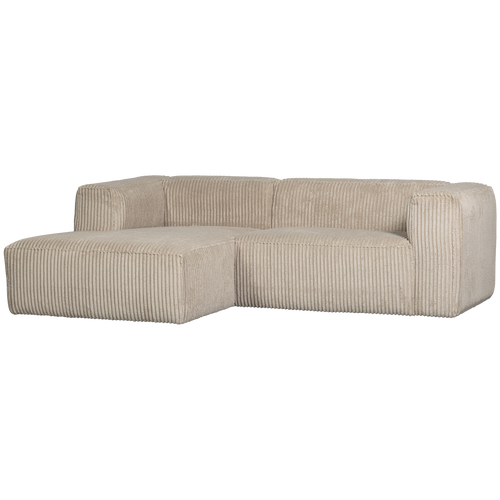 WOOOD chaise longue links Bean - Ribstof - Travertin - 73x254x178 - vtwonen shop