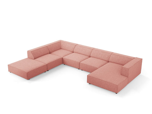 Cosmopolitan Design Panoramische hoekbank links Arendal 7-zits, chenille, roze - 262x364x70cm