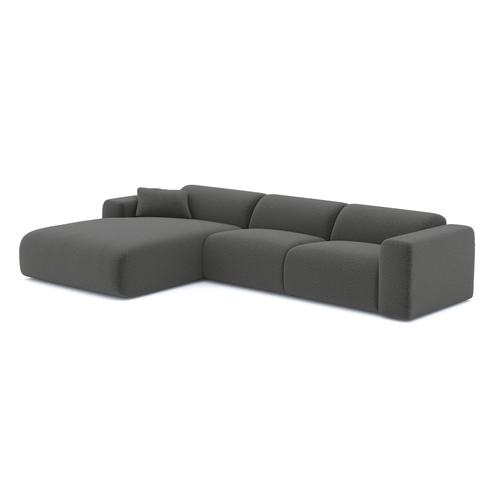 Sia Home - Hoekbanken links MYRA - Bouclette stof - Grafiet grijs - 280cm - vtwonen shop