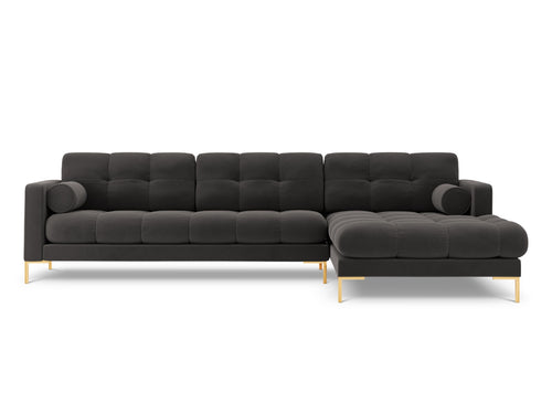 Cosmopolitan Design rechter hoekbank Bali 5-zits, flueel, donkergrijs - 185x293x75cm