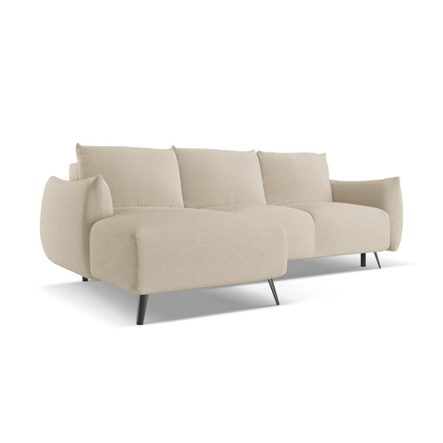 LaMiaSofa hoekbank links Genova - chenille stof - donkerbeige - 242x162x86
