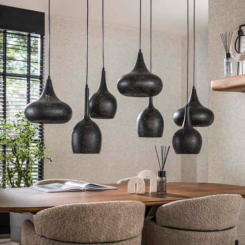 Giga Meubel Hanglamp Zip - Zwart Metaal - 7-Lichts - 120x60x150cm