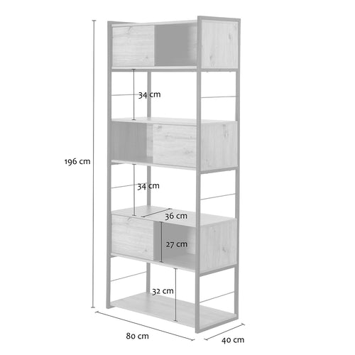 Calicosy - Boekenrek LENNY - licht hout 80x40x196,5 cm