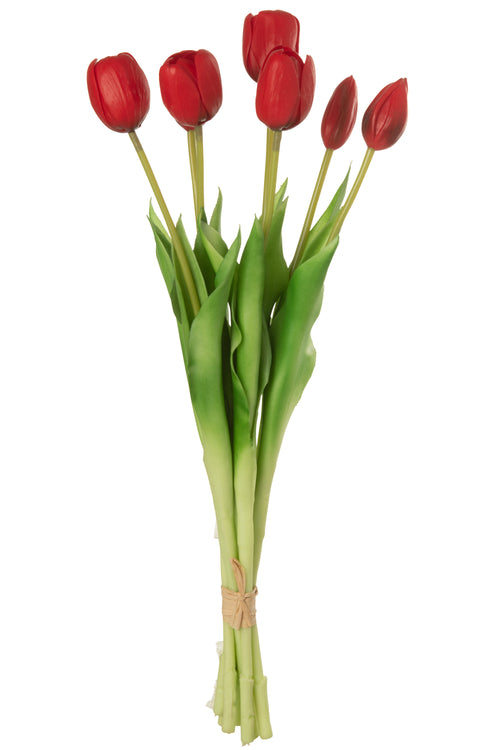 J-Line boeket Tulpen 7 stuks - kunststof - rood - large - vtwonen shop