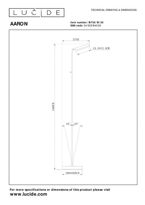 Lucide leeslamp AARON - Geïntegreerde LED - Zwart - vtwonen shop