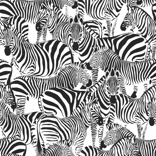 ESTAhome behang zebra's zwart wit - 53 cm x 10.05 m - 139155