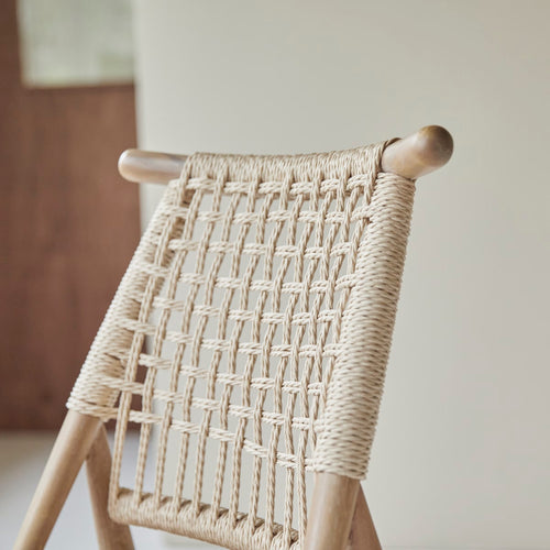 Tikamoon Stoel van massief acaciahout en geweven stof - Naturel - vtwonen shop