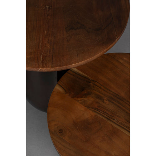 Dutchbone Silvine Bijzettafel Rond Hout Bruin - Set van 2 - vtwonen shop