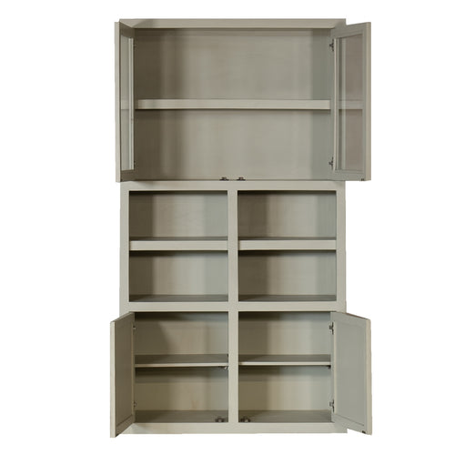 Giga Meubel Kast Xander - Beige Mangohout/Glas - 120x45x220cm - vtwonen shop